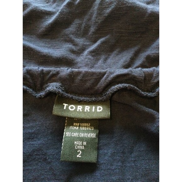 Torrid Womens Sleeveless Boho Top Size 2 2X Navy Blue Embroidered - Picture 4 of 8